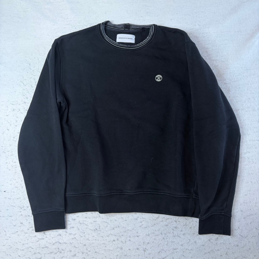 The Kooples x Sport Crewneck Sweatshirt Mens L Black Logo Patch Pullover